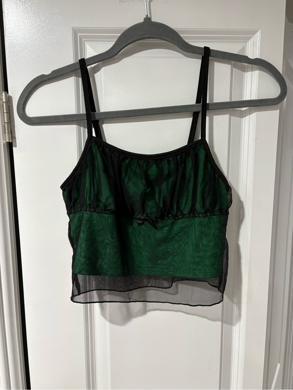 Green Sheer Trim Cami Top